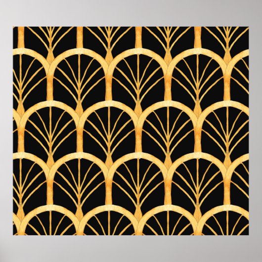 Poster Aquarelle dessinée à la main sans couture motif av (Devant)