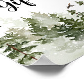 Poster Aquarelle d'hiver moderne Forêt verte avec neige (Coin)