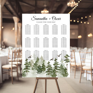 Poster Aquarelle d'hiver moderne Forêt verte avec neige