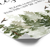 Poster Aquarelle d'hiver moderne Forêt verte avec neige (Coin)