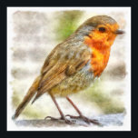 Poster Aquarelle d'hiver Robin de Noël<br><div class="desc">Christmas Robin Winter Watercolor est un tableau d'un charmant robin - l'oiseau préféré du Royaume-Uni - avec sa poitrine rouge vif, il est familier tout au long de l'année et surtout à Noël! Un thème de vacances saisonnières avec le présage du printemps Les Robins ne sont pas progressive par le...</div>