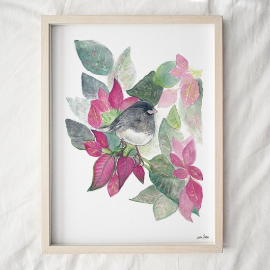 Poster Aquarelle d'Oiseau foncé Junco