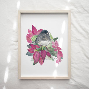Poster Aquarelle d'Oiseau foncé Junco