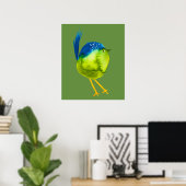 Poster Aquarelle d'oiseau vert mou (Bureau à domicile)
