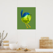 Poster Aquarelle d'oiseau vert mou (Cuisine)