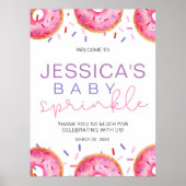 Poster Aquarelle Donuts bébé fille aspersion douche (Devant)