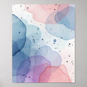 Poster Aquarelle douce Abstraite murale avec bleu pastel