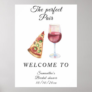 Poster Aquarelle Douche nuptiale Parfait Accueil paire