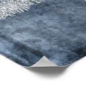 Poster Aquarelle d'oursin bleu marine bleu blanc (Coin)