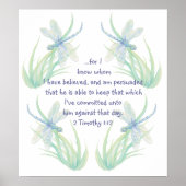 Poster Aquarelle Dragonfly Scripture Timothée Encourager (Devant)
