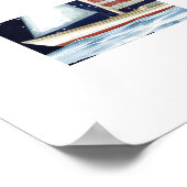 Poster Aquarelle drapeau américain vole sous les étoiles (Coin)