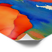 Poster Aquarelle du champ de fleurs de pavot Abstraite (Coin)