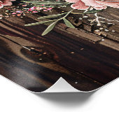 Poster Aquarelle du crâne de cerf Fleurs roses Découpage (Coin)