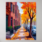Poster Aquarelle du feuillage d'automne de Boston (Devant)