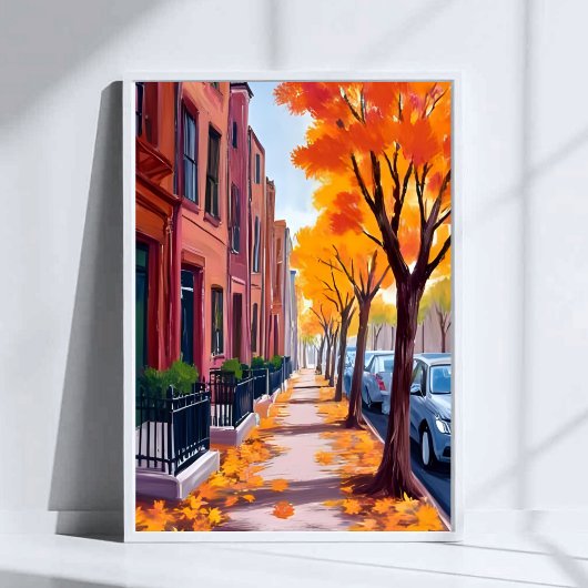 Poster Aquarelle du feuillage d'automne de Boston