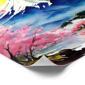 Poster Aquarelle du Mont Fuji Japon (Coin)