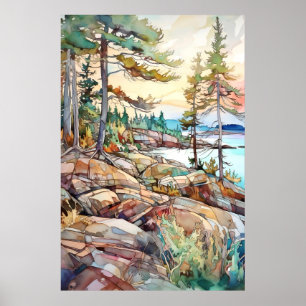 Poster Aquarelle du Parc national d'Acadia