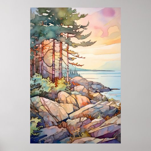 Poster Aquarelle du Parc national d'Acadia (Devant)