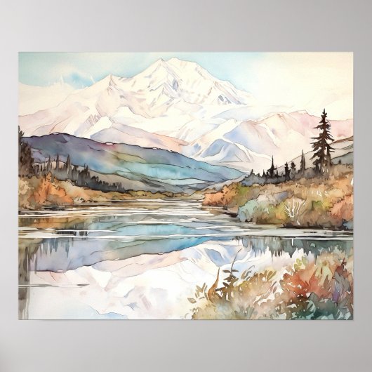 Poster Aquarelle du Parc National Denali (Devant)