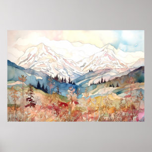 Poster Aquarelle du Parc national Denali