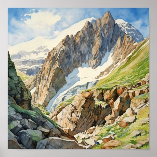 Poster Aquarelle du parc national des Rocheuses (Devant)
