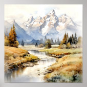 Poster Aquarelle du parc national du Grand Teton (Devant)