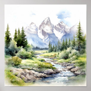 Poster Aquarelle du parc national du Grand Teton