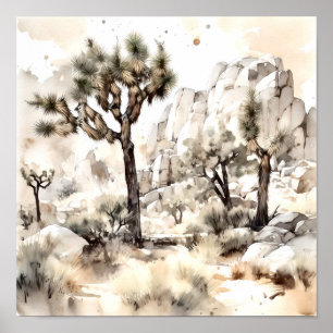 Poster Aquarelle du parc national Joshua Tree