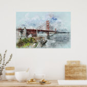 Poster Aquarelle du pont Golden Gate (Cuisine)