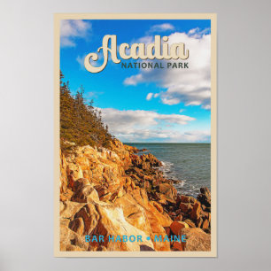 Poster Aquarelle du port du bar du Parc national Acadia