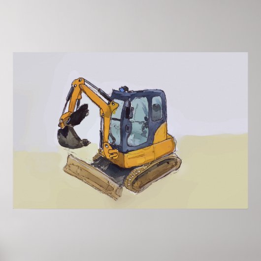Poster Aquarelle d'une petite rétrocaveuse (Devant)