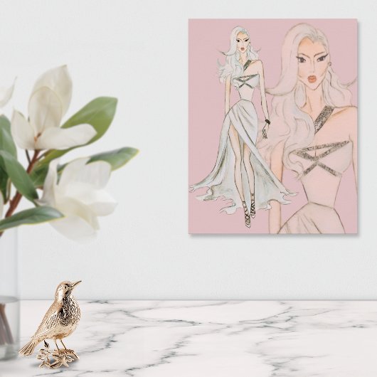 Poster Aquarelle Dusty Rose Vogue Modèle mode