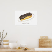 Poster Aquarelle Éclair au Chocolat (Cuisine)