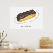 Poster Aquarelle Éclair au Chocolat (Cuisine)