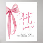 Poster Aquarelle Elegant Blush Pink Bow Photo Booth Signa (Devant)