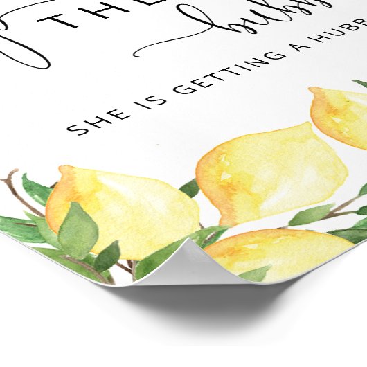 Poster Aquarelle Elegant citron Pop the Bubbly Sign (Coin)