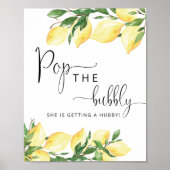 Poster Aquarelle Elegant citron Pop the Bubbly Sign (Devant)
