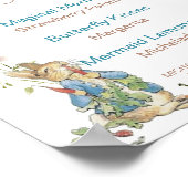 Poster Aquarelle Elegant Fleur sauvage Peter Rabbit bébé  (Coin)