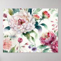 Aquarelle élégante délicate motif asiatique floral