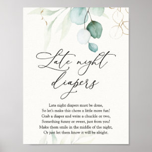 Poster Aquarelle Élégante Eucalyptus Diapositives de nuit