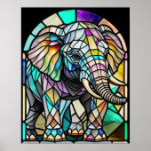Poster Aquarelle Eléphant en verre tendu (Devant)