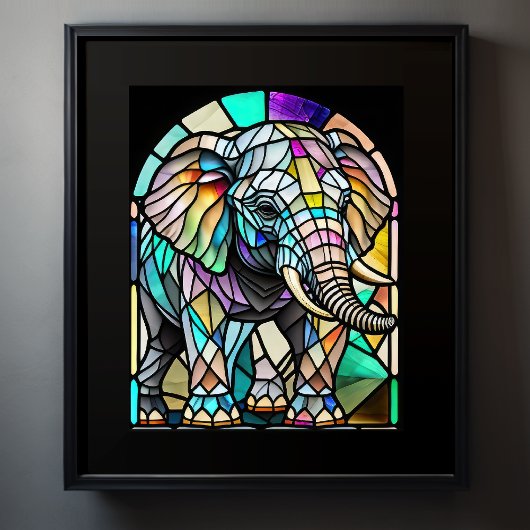 Poster Aquarelle Eléphant en verre tendu