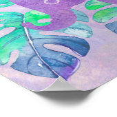 Poster Aquarelle Elephant Jungle Tropical Monstera Feuill (Coin)