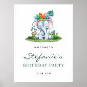 Poster Aquarelle Elephant Safari anniversaire Bienvenue (Devant)