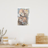 Poster Aquarelle éléphants (Cuisine)