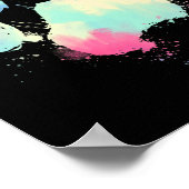 Poster Aquarelle Empreinte de patte de chat Arc-en-ciel (Coin)