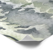 Poster Aquarelle en bois grand À feuillage persistant Arb (Coin)