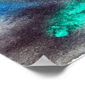 Poster Aquarelle en marbre bleu vert (Coin)