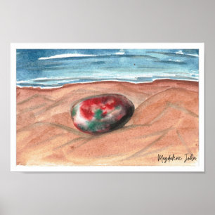 Poster Aquarelle en pierre sur une plage de la mer Baltiq