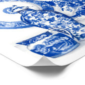 Poster Aquarelle en porcelaine bleue (Coin)